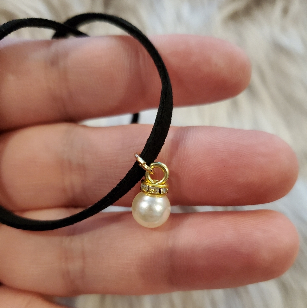 🖤Cute simple elegant crystal pearl choker - Picture 2 of 2